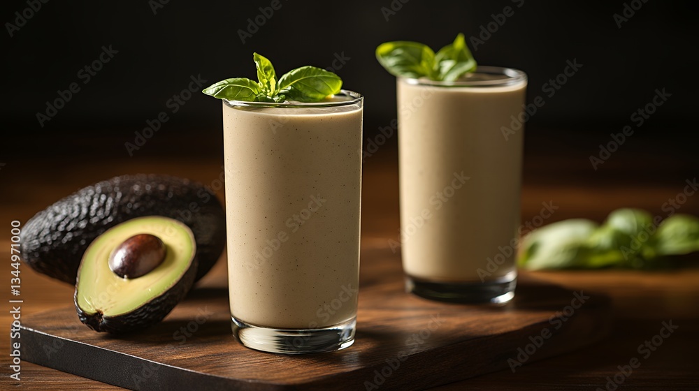 banana and avocado smoothie with soft pale tone banana and avocado smoothie with soft pale tone