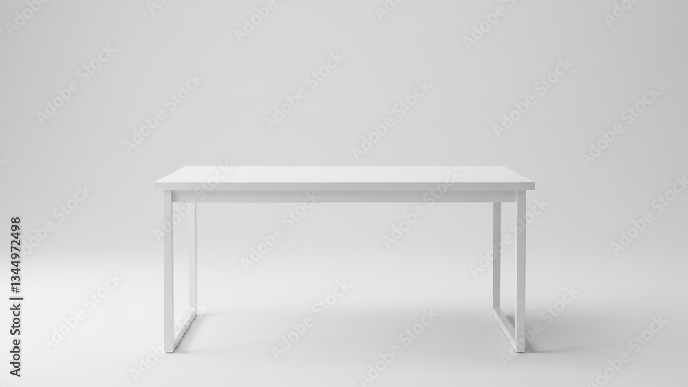 Minimalist white table in empty space with natural light Represents modern furniture design and simplicity in home decor Minimalist white table in empty space with natural light Represents modern furniture design and simplicity in home decor