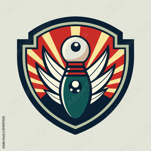 Vintage Bowling Logo Vector Template for Retro Designs