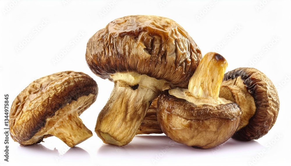 Fresh shiitake mushrooms on white background Fresh shiitake mushrooms on white background