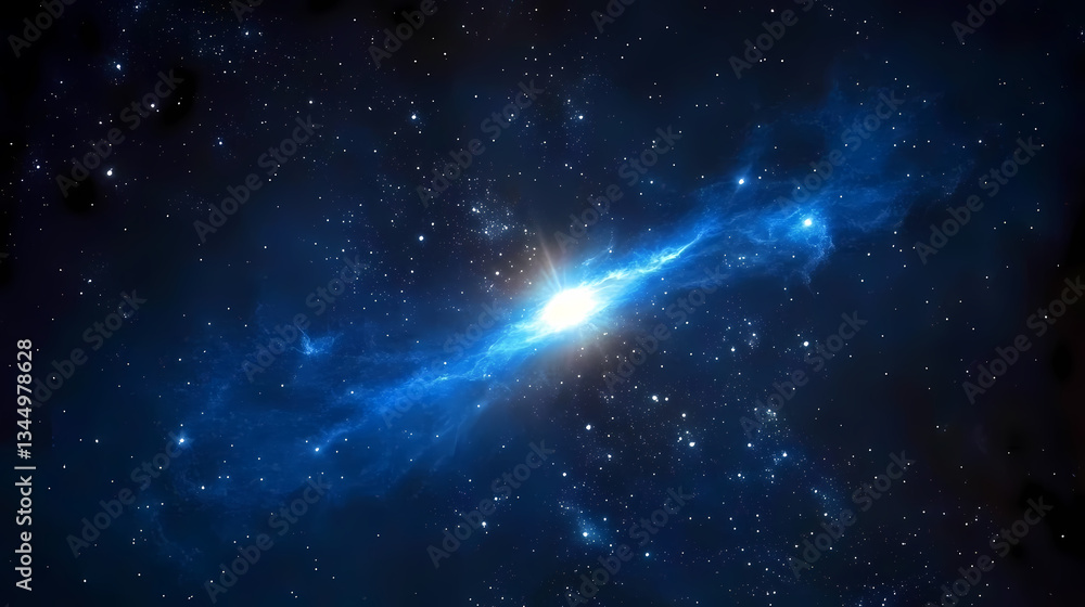 Starry Sky with Bright White Star and Nebula