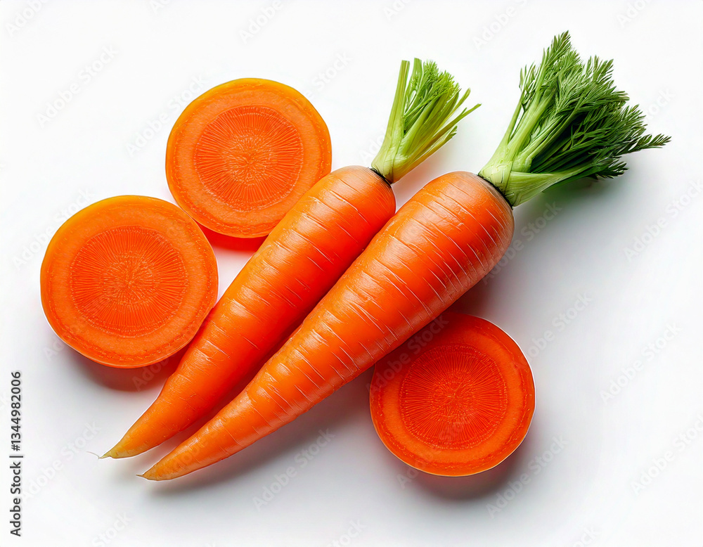 Fresh carrot and carrots slices on table. Fresh carrot and carrots slices on table.