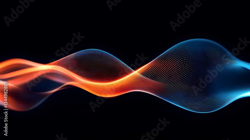 Obraz na płótnie Abstract Orange and Blue Waves Intertwined in Dynamic Motion w salonie