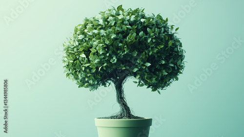 Obraz na płótnie Indoor Green Plant in Blue Green Pot with Fresh Green Leaves w salonie