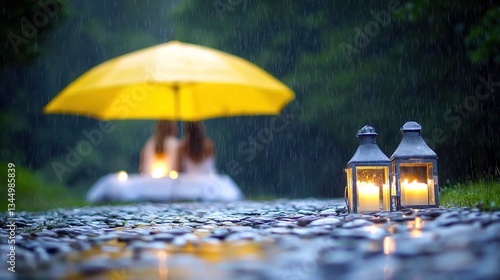 Wallpaper Mural Rainy Picnic Under Umbrella Torontodigital.ca