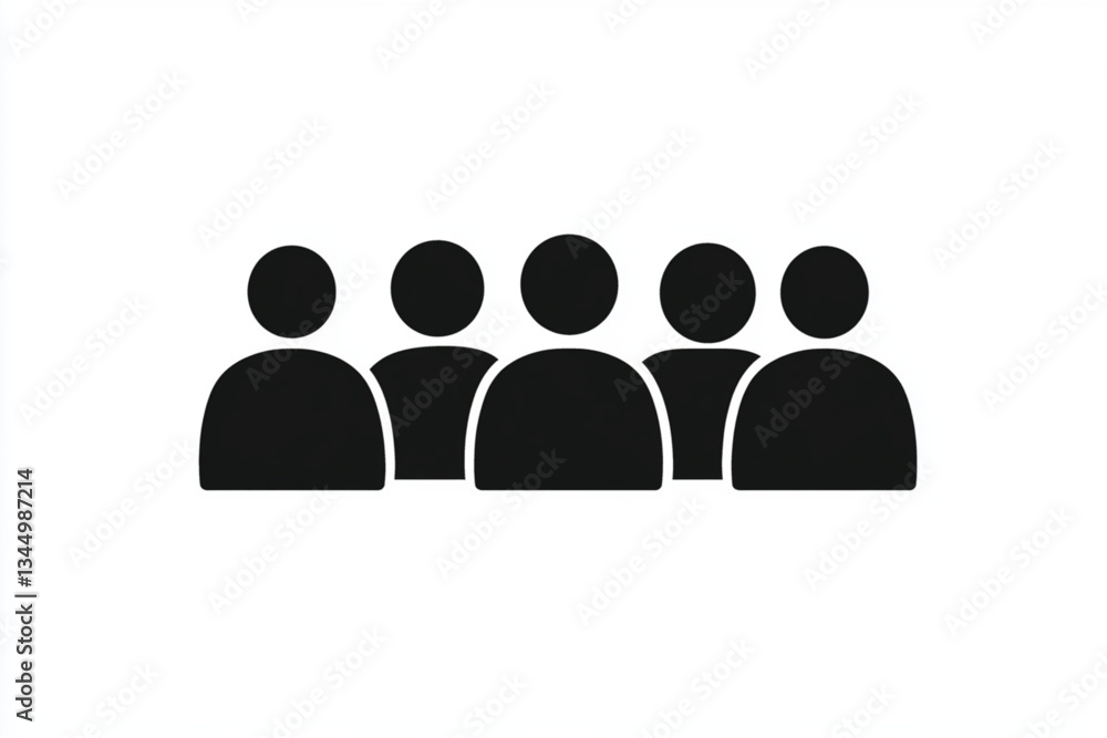 Black silhouette of a group of people on white background Black silhouette of a group of people on white background