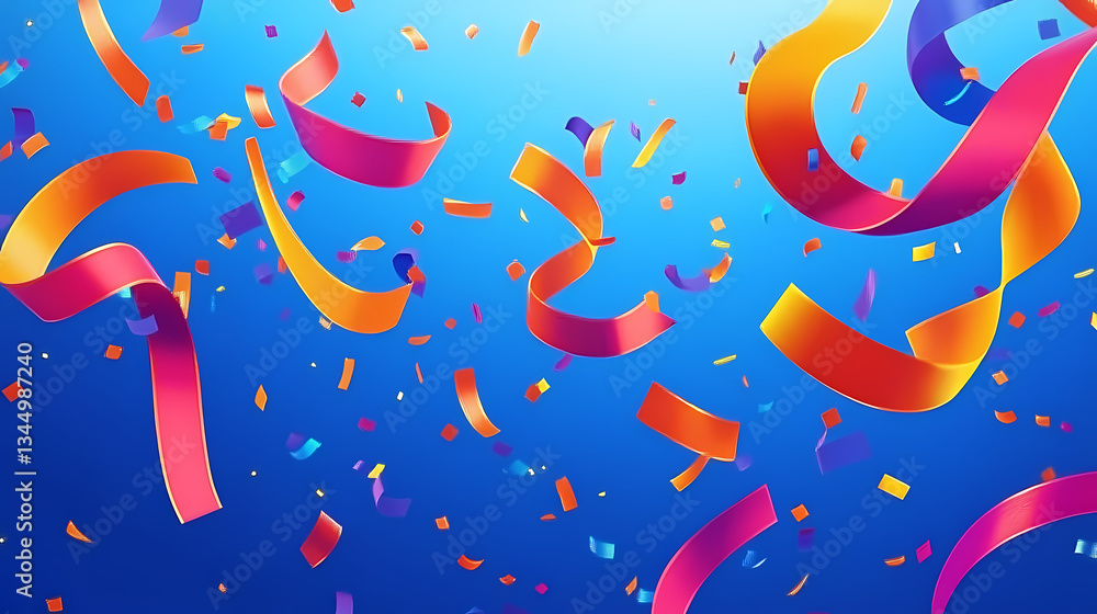 Colorful Confetti and Streamers for Celebration