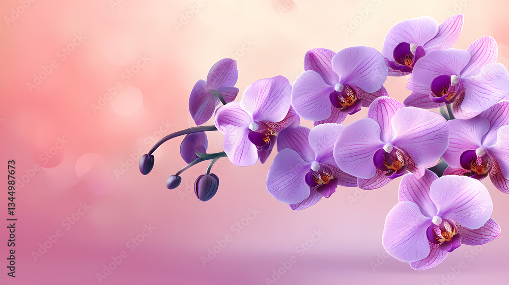 Elegant Purple Orchids with Pink Background