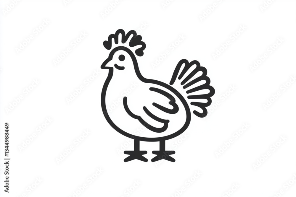 Simple line drawing of a chicken on a white background Simple line drawing of a chicken on a white background