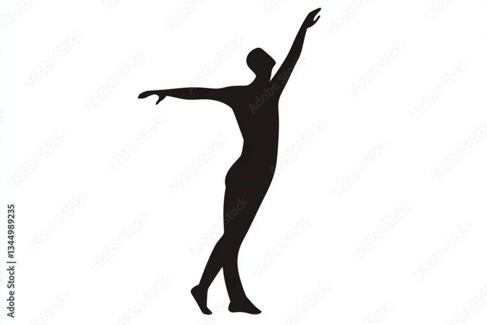 Silhouette of a dancer with arms raised on white background Silhouette of a dancer with arms raised on white background