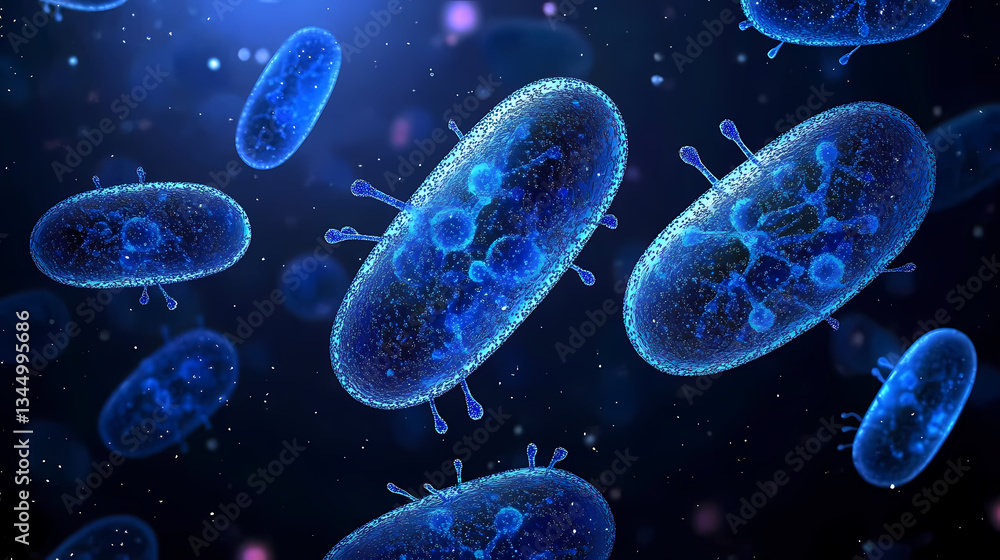 Close-Up of Bacteria Cells Under Microscope