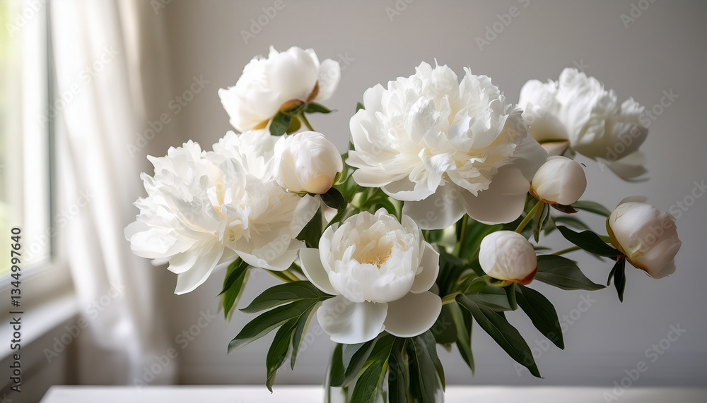 Bouquet of beautiful peonies. White peony flowers. Close-up of flower petals. Floral wallpaper. Delicate abstract floral pastel background. Greeting card. Generated AI Bouquet of beautiful peonies. White peony flowers. Close-up of flower petals. Floral wallpaper. Delicate abstract floral pastel background. Greeting card. Generated AI