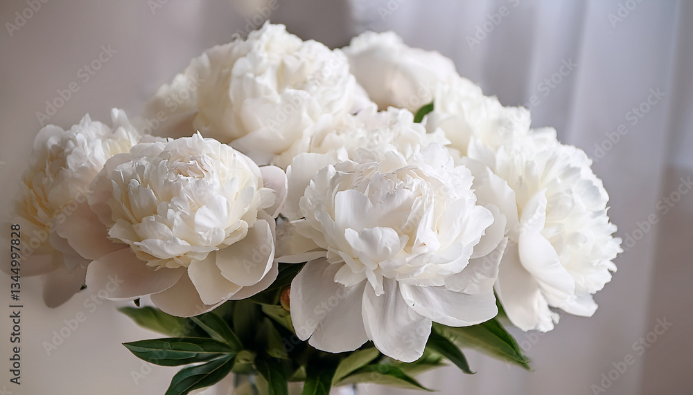 Bouquet of beautiful peonies. White peony flowers. Close-up of flower petals. Floral wallpaper. Delicate abstract floral pastel background. Greeting card. Generated AI Bouquet of beautiful peonies. White peony flowers. Close-up of flower petals. Floral wallpaper. Delicate abstract floral pastel background. Greeting card. Generated AI