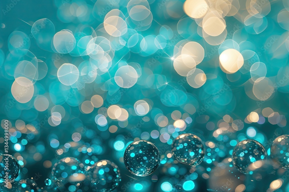 Vibrant Turquoise Background with Shimmering Luminous Bokeh Effects Vibrant Turquoise Background with Shimmering Luminous Bokeh Effects