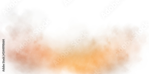 A soft, warm-toned abstract cloud with orange and brown hues, blending smoothly into a white background. Subtle glowing particles add a dreamy, atmospheric effect.
