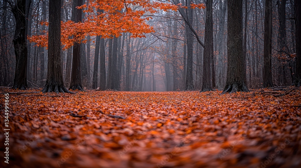 Fototapeta premium Misty autumnal forest path