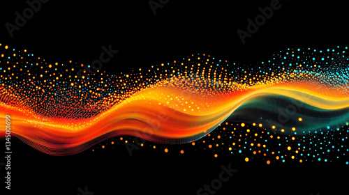 Flowing Waves of Orange and Yellow Lines with Dots