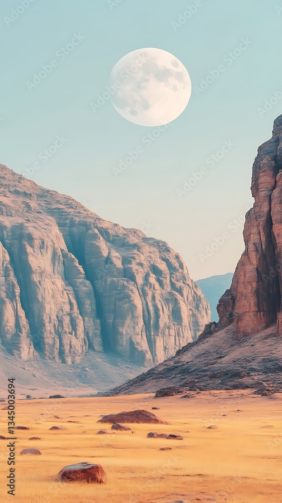 Fototapeta premium Desert Canyon Moonlit Landscape.