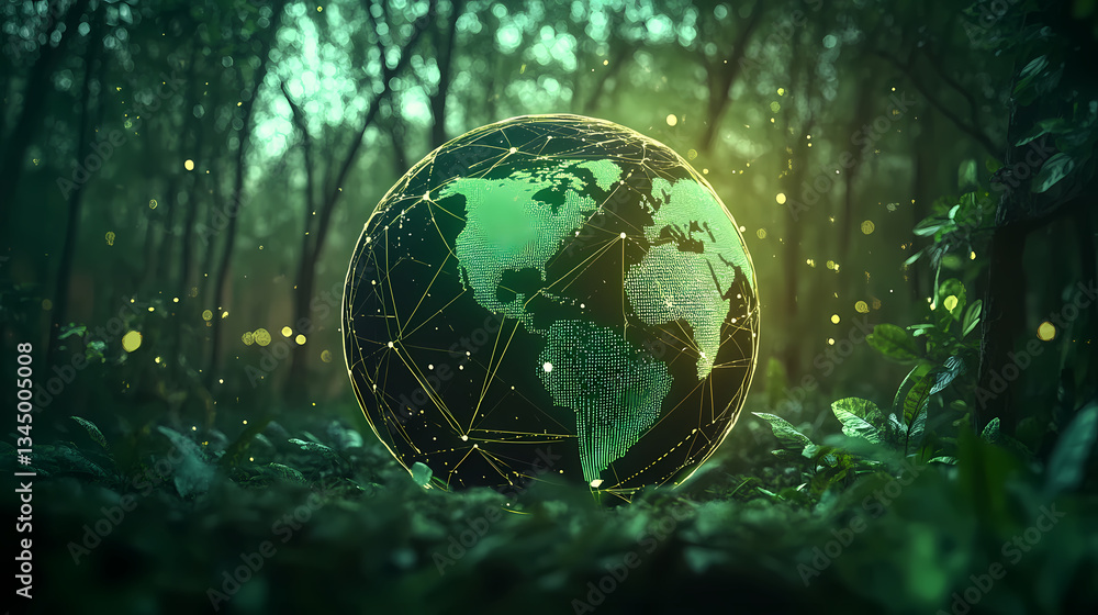 Glowing Earth in the Middle of a Green Forest
