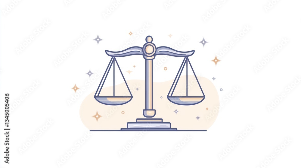 Justice scales illustration, abstract design, balance concept, for legal themes Justice scales illustration, abstract design, balance concept, for legal themes