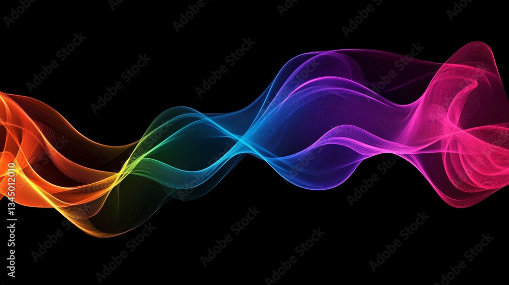 Fototapeta premium Colorful flowing waves of light creating a vibrant abstract background with smooth gradients