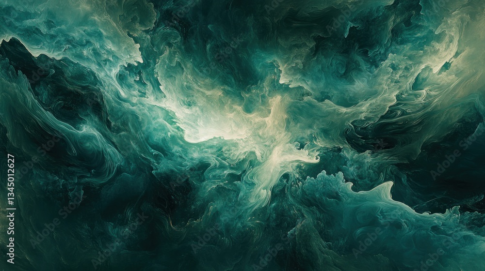 Abstract Ocean Waves and Swirling Clouds A Dynamic Blend of Teal and White for NatureInspired Abstract Ocean Waves and Swirling Clouds A Dynamic Blend of Teal and White for NatureInspired