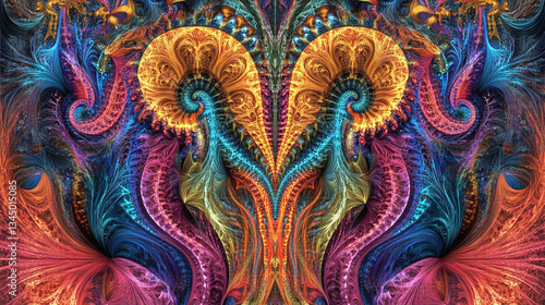 Wallpaper Mural Vibrant abstract fractal art featuring swirling patterns and intricate designs in vivid colors Torontodigital.ca