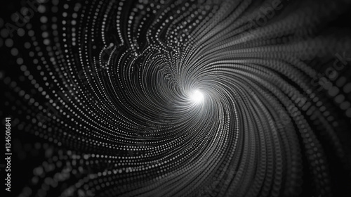 Abstract swirling tunnel of light with dots creating depth and movement, conveying a sense of infinity