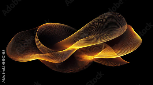 Abstract golden wave patterns on a black background, showcasing fluid motion and elegance