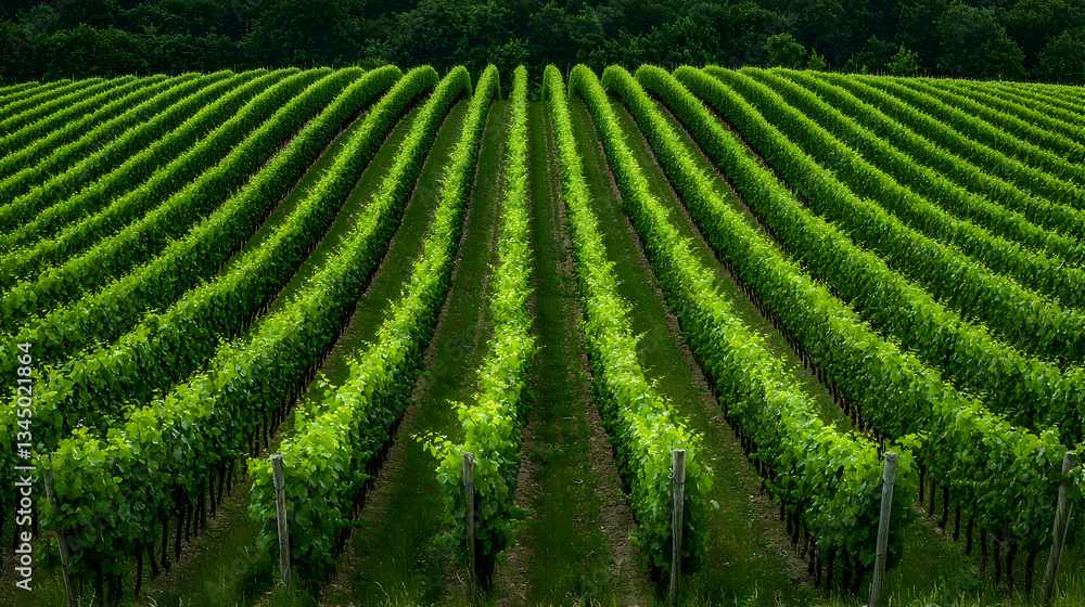 Green Vineyard Rows Under Natural Daylight Green Vineyard Rows Under Natural Daylight