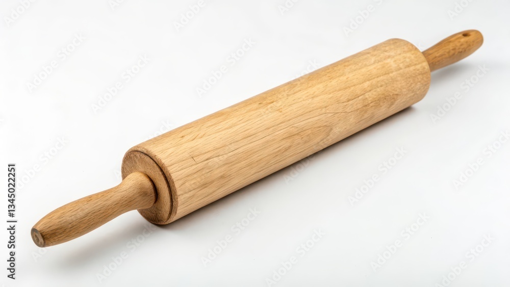 Wooden Rolling Pin on White Background Wooden Rolling Pin on White Background