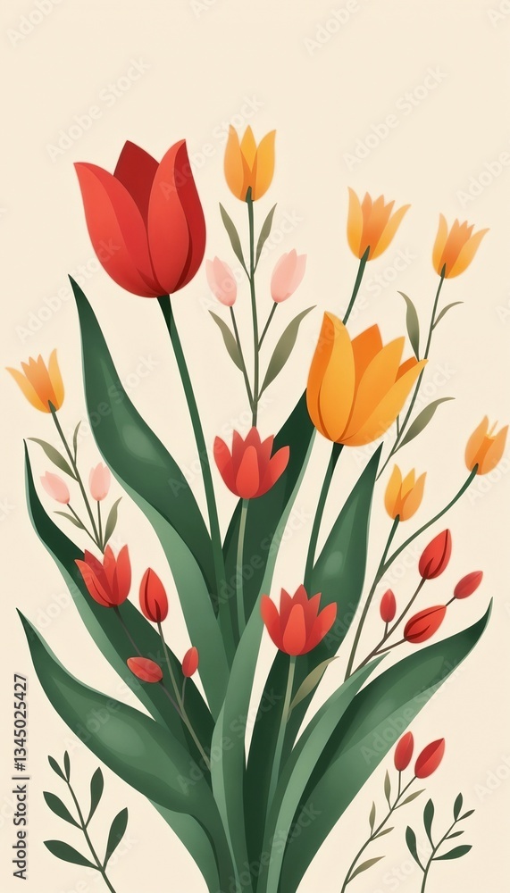 Obraz premium Vibrant bouquet of flowers against a soft background 