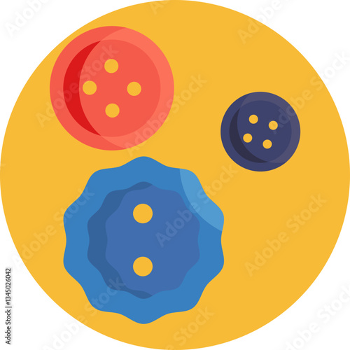 A collection of various buttons, used for sewing and embellishing fabric projects.