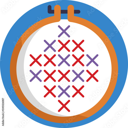 Cross Stitch Pattern – A fabric grid with X-shaped stitches forming a decorative design, representing the craft of cross-stitching.