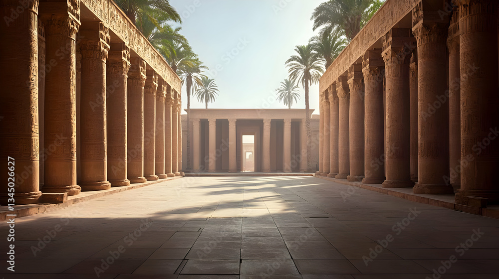 Fototapeta premium Ancient Egyptian Temple Ruins Path
