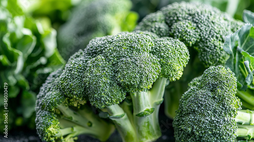Wallpaper Mural Fresh broccoli on kitchen counter with green leafy vegetables. concept of healthy eating, vegetarian lifestyle, organic produce. Torontodigital.ca