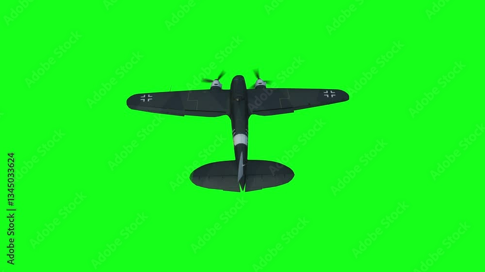 Heinkel He 111. German airliner and medium bomber. World War II. Green screen isolate. Heinkel He 111. German airliner and medium bomber. World War II. Green screen isolate.