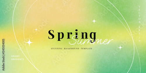 Abstract summer gradient mesh background vector. Wallpaper design with sparkle in grainy and blurry texture. Illustration for banner, backdrop, social media, cover, ads.