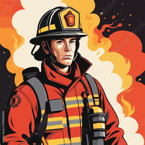 fireman, firefighter, safety, emergency, danger, man, rescue, fire, fighter, uniform, helmet, protection, background, service, red, equipment, hose, occupation, job, burn, person, work, male, hero, pr