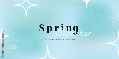 Abstract summer gradient mesh background vector. Wallpaper design with sparkle in grainy and blurry texture. Illustration for banner, backdrop, social media, cover, ads.