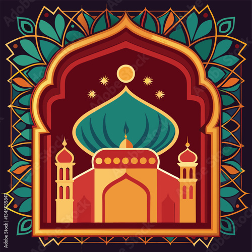 Ornate Mughal-Style Islamic Motif Frame with Intricate Design