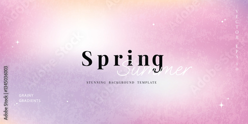 Abstract summer gradient mesh background vector. Wallpaper design with sparkle in grainy and blurry texture. Illustration for banner, backdrop, social media, cover, ads.