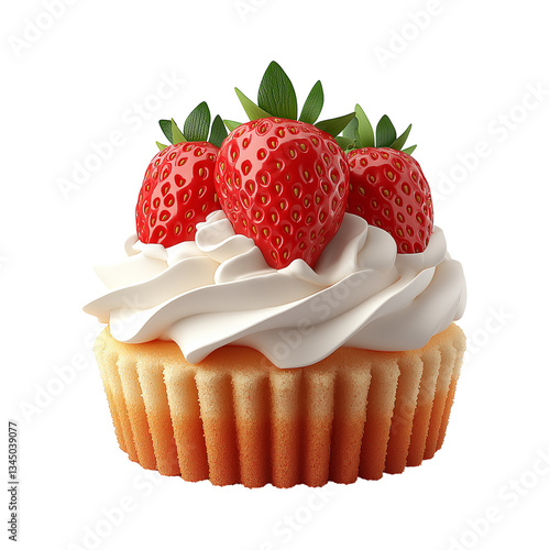 strawberry cake isolated on white