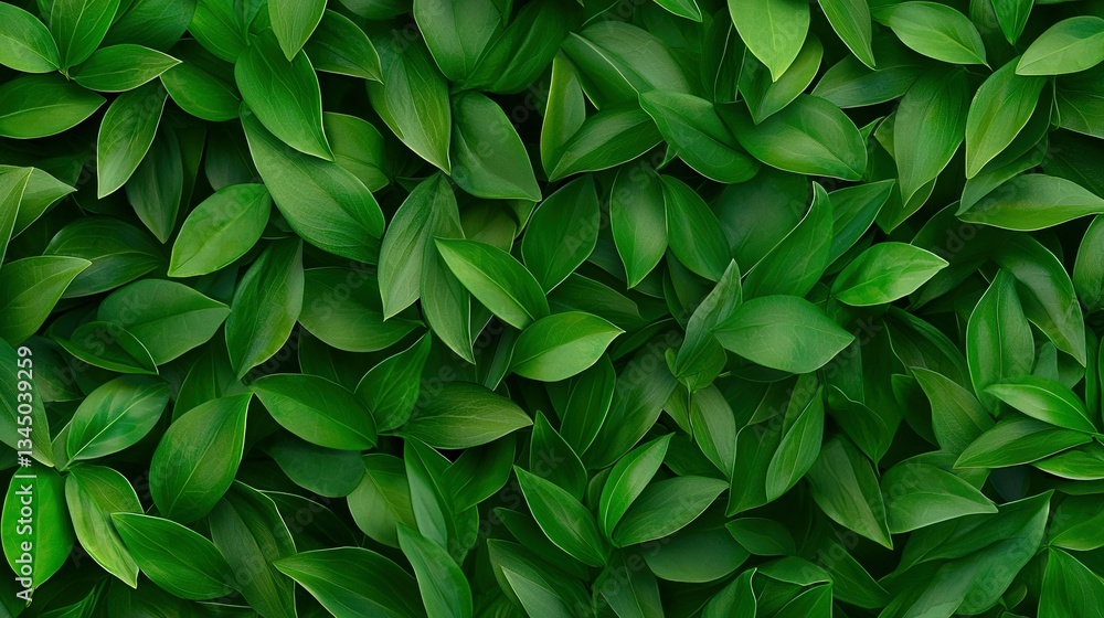 Obraz premium A clear photo of green leaves on a wall with a focus on the center of the image and a blurred background