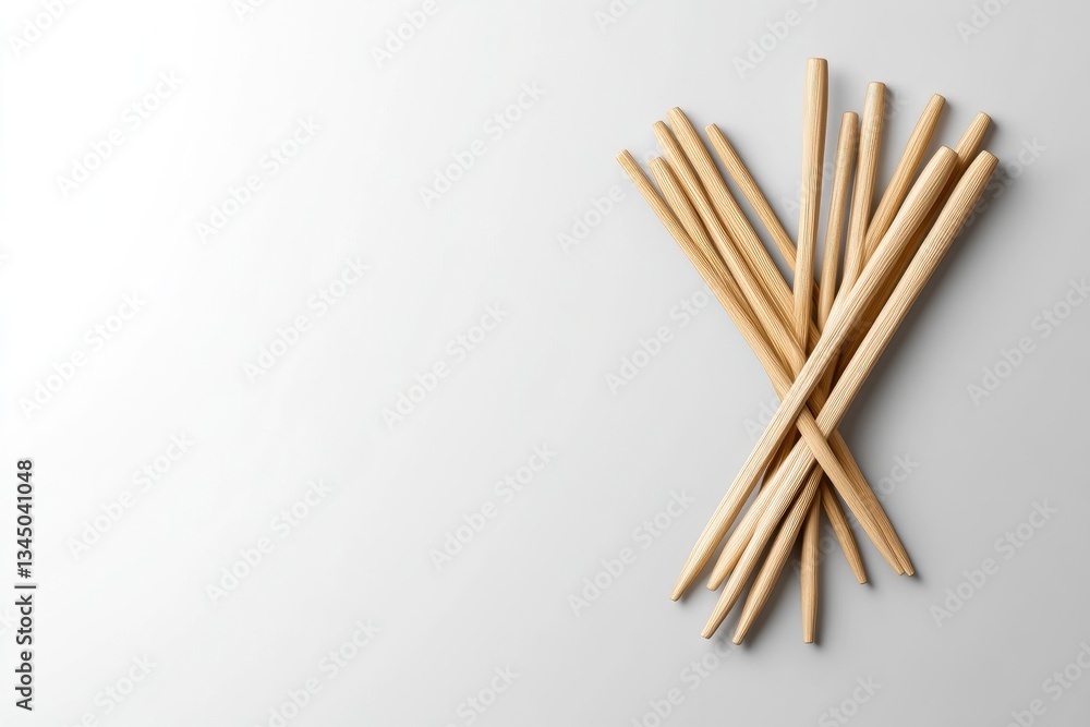 Wooden chopsticks arranged on a plain background Wooden chopsticks arranged on a plain background