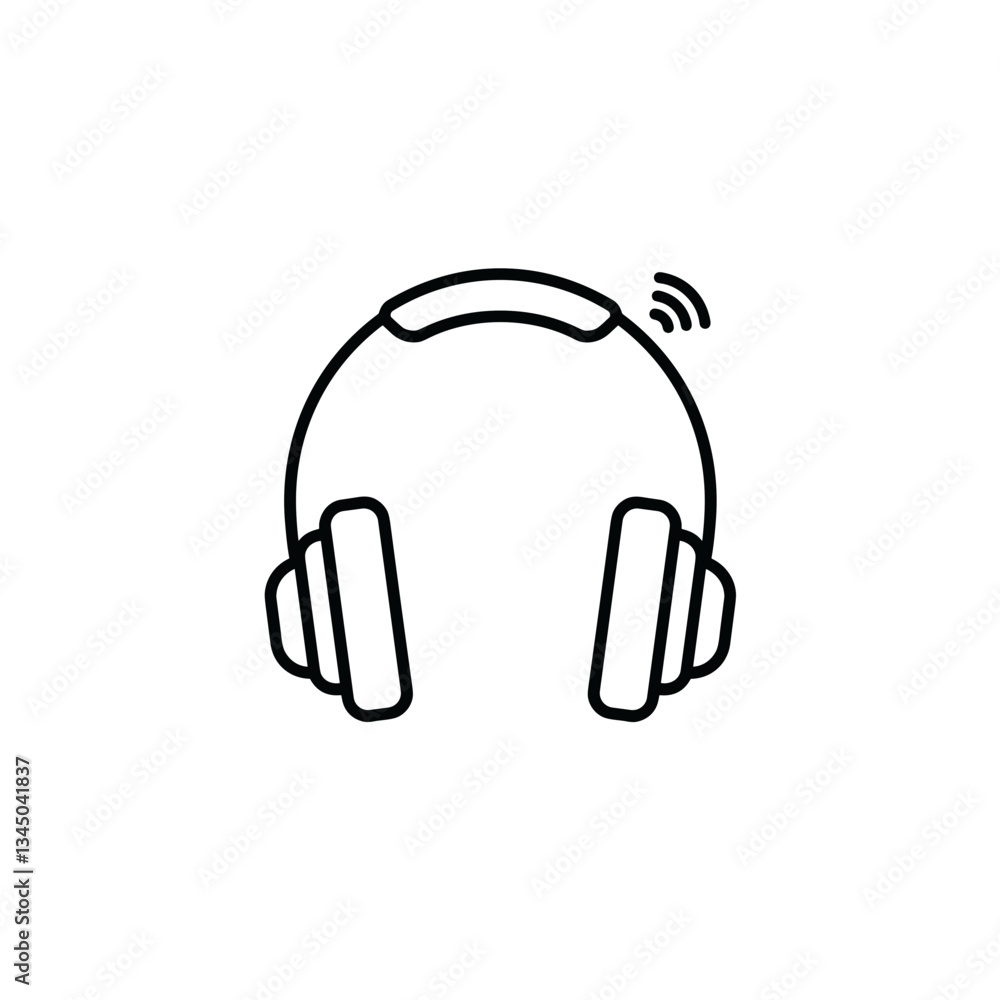 Sleek Wireless Headphones Outline Vector - White Background, Audio Accessory for Music, Podcasts, and Calls Sleek Wireless Headphones Outline Vector - White Background, Audio Accessory for Music, Podcasts, and Calls