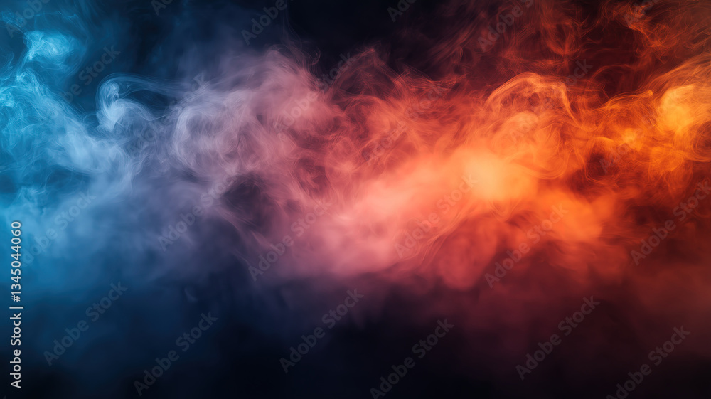 Colorful yellow and blue smoke swirls in an abstract formation on a green background Colorful yellow and blue smoke swirls in an abstract formation on a green background