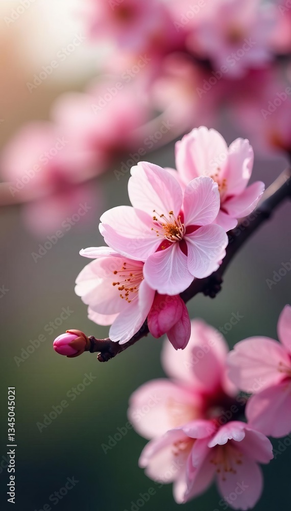 Obraz premium Delicate pink sakura blossoms on tree branches, botany, Japan, romantic