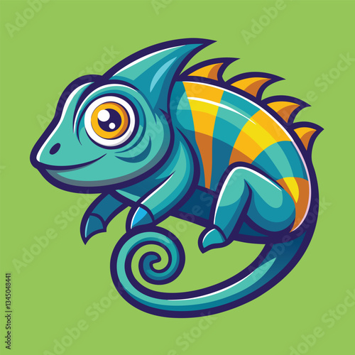 Vector Illustration of a Vibrant and Colorful Chameleon Logo