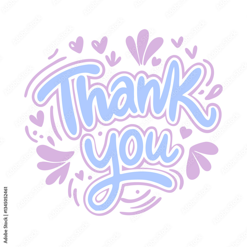 Thank you icon with hearts, gratitude expression concept Thank you icon with hearts, gratitude expression concept